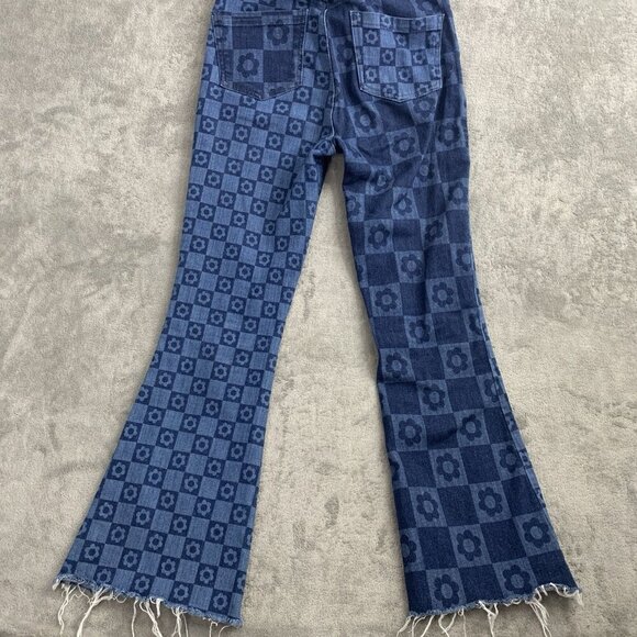 Jaded London Jeans Womens 25x26” Skinny Flare Retro Print Checkered Floral Denim - Picture 16 of 16